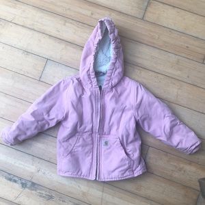 Carhartt girls pink Sherpa lined jacket size 3 good condition some wear